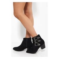 montana black suede buckle ankle boots