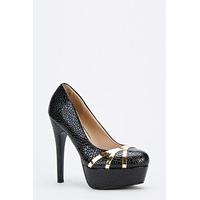 Mock Croc Gold Trim Pump Heels