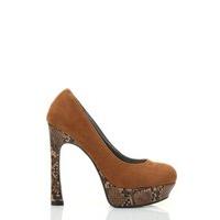 mock croc platform suedette court shoes