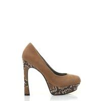 Mock Croc Platform Suedette Court Shoes