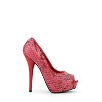 mock croc open toe stiletto heels