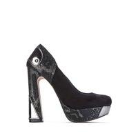 Mock Croc & Metallic Trim Block Heels