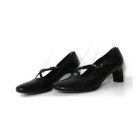 Moda Di Fausto Black Leather Size 2 Heeled Shoes