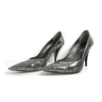 moda in pelle size 65 silver metallic skin heeled shoes