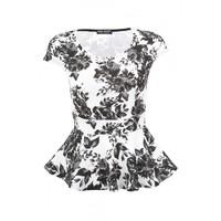 MONO FLORAL SHORT SLEEVE PEPLU