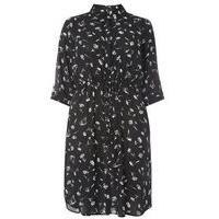 monochrome floral shirt dress blackwhite