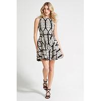 Monochrome Baroque Print Skater Dress