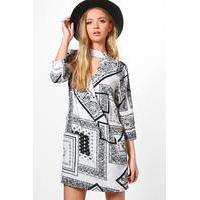 Mono Wrap Shirt Dress - multi