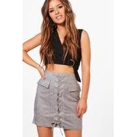 Molly Lace Up Front Utility Skirt - grey