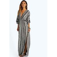 monochrome aztec kimono maxi dress multi