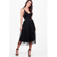 montana knee length full tulle midi skirt black