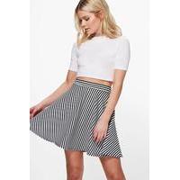 Monochrome Stripe Full Skater Skirt - multi