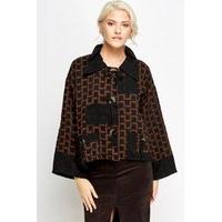 mono printed cropped coat