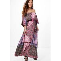 Mollie Printed Off The Shoulder Maxi Dress - multi