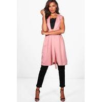 Molly Sleeveless Belted Duster - dusky pink