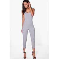 molly ribbed cropped jumpsuit grey