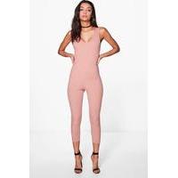 molly ribbed cropped jumpsuit blush