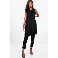 molly sleeveless belted duster black