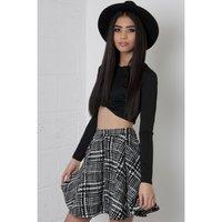 Monochrome Grid Pattern Skater Skirt