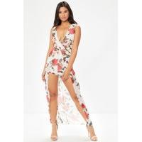 moana white floral dip hem playsuit