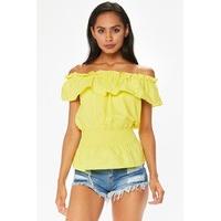 Montana Yellow Smocked Bardot Top