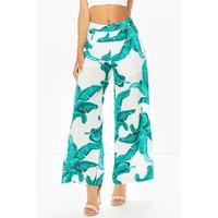 monique white tropical print wide leg trousers