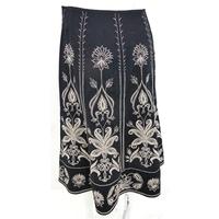 Monsoon Size 8 Black Skirt with Beige Embroidered Pattern