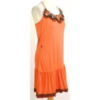 moschino jeans size 14 coral orange sequin embellished jersey dress