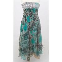 Monsoon, size 8 turquoise mix silk strapless dress