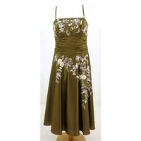 Monsoon Size 14 Sage Green Sleeveless/Strapless Silk/Cotton Mix Fully Lined Dress