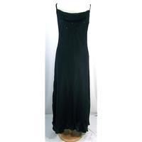 Mosaic - size 14 - black chiffon - drape neck, frill hemline long dress