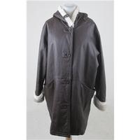 Modern Classics, size 16 brown leather coat with hood