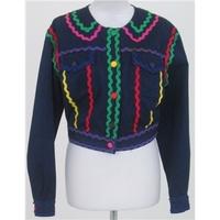 Moschino, size 12 cropped denim jacket with ric rac trim