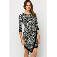 Mono Graphic Overlap Midi Dress