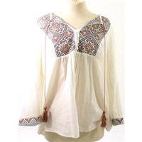 monsoon size 16 oyster white multicoloured smock top