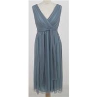 Monsoon, size 12 grey/aqua netted occasion dress