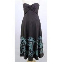 Monsoon, size 10 brown and turquoise strapless dress