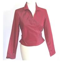 monsoon deep red silk wraparound shirt size 10