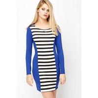 mono stripe long sleeve dress