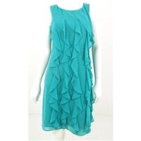 Monsoon Size 12 Turquoise Blue Sheer Frill Dress