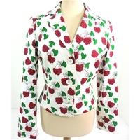 Moschino Jeans Size 10 White Jacket With Scarlet Red And Grass Green Floral Print