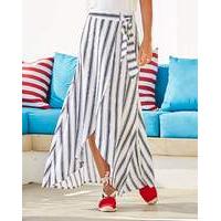 mock wrap tie waist stripe skirt