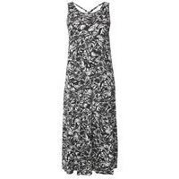 Monochrome Floral Maxi Dress, Black/White