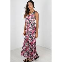 Monica Multi Print Puff Ball Sleeveless Maxi Dress