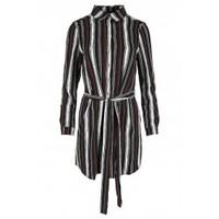 Molly Multi Striped Tie Belted Mini Shirt Dress