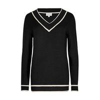 Monochrome Cricket Style Fine Knit Jumper