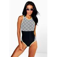 Mono Cross Panelled Swimsuit - black