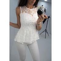 Mora lace peplum dipped hem vest