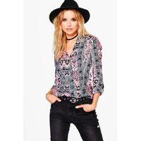 Monochrome Paisley Wrap Blouse - multi