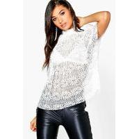 Molly Lace Pleated Bead Collar Top - ivory